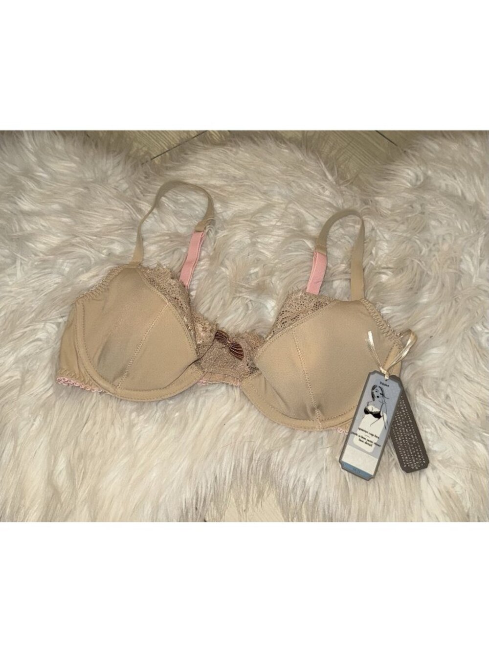 Nicole Miller NC72J008 Quarter Cup Bra 3rd Date UW Womens 34D Beige New Nwt